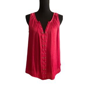 Silky Magenta Sleeveless V-Neck Blouse